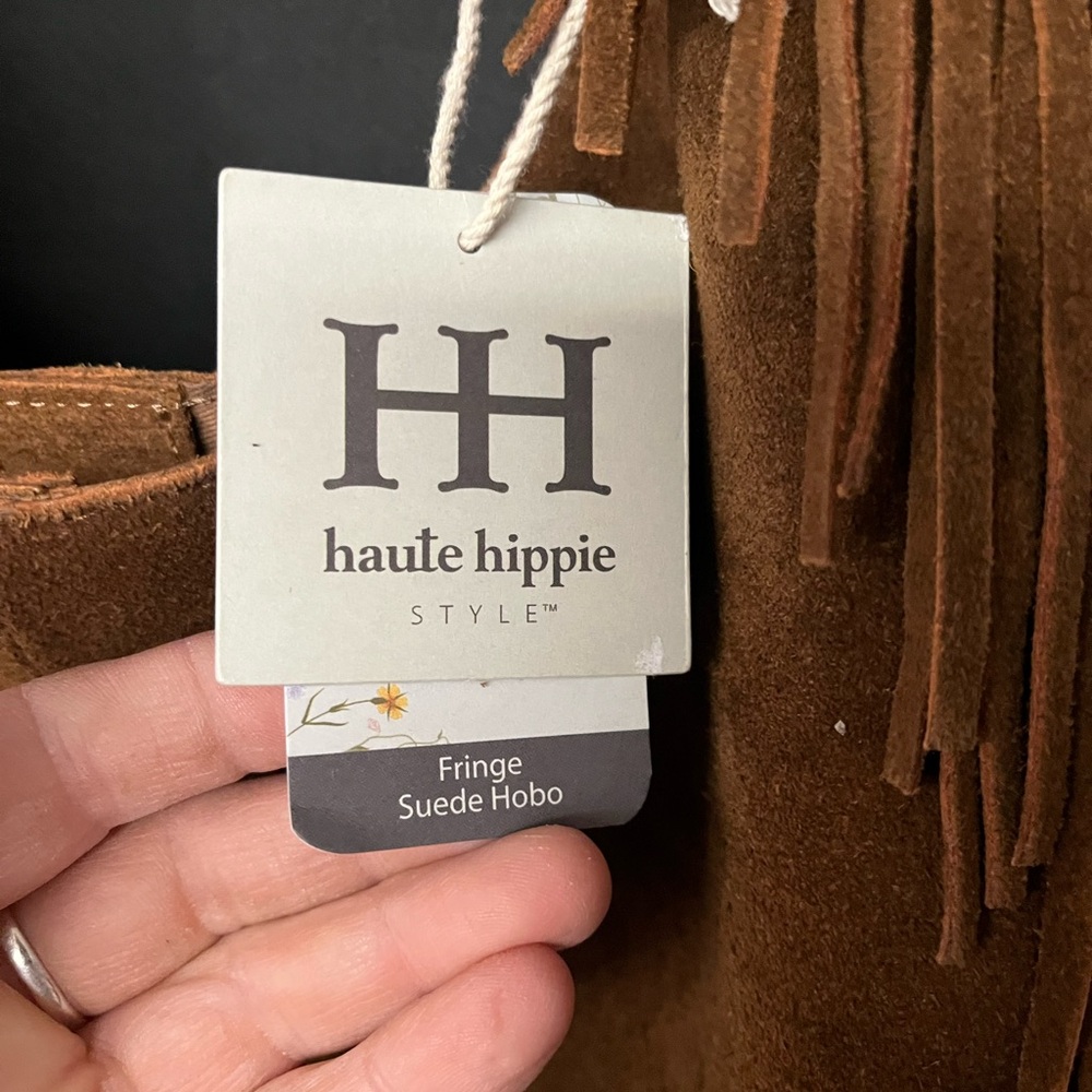 Haute Hippie Brown Suede Fringe Hobo Bag NWT - Picture 2 of 15